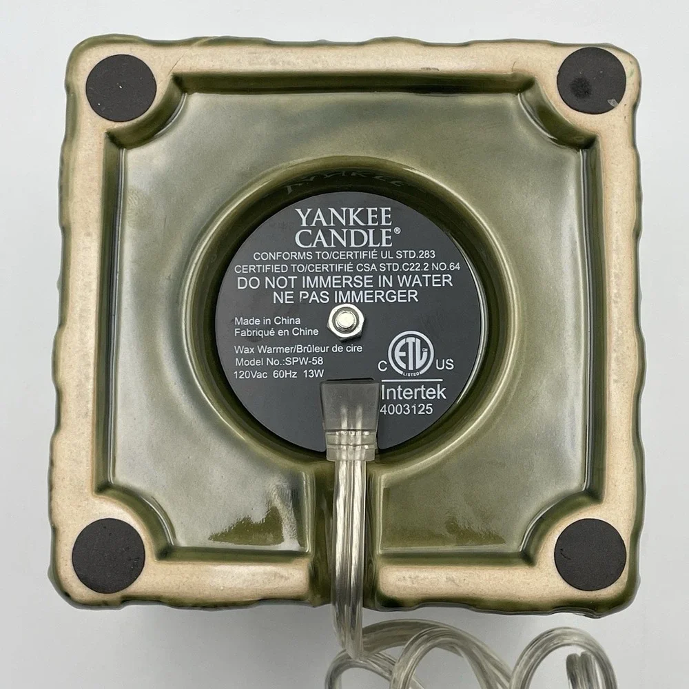 Yankee Candle Electric Wax Melt Warmer Green Embossed Leaf‎ 2000s Ceramic 5